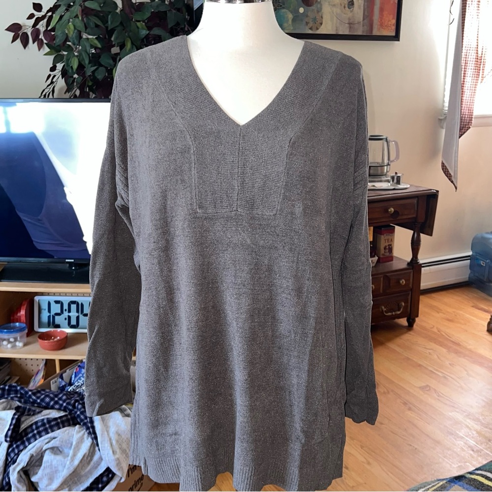 Barefoot Dreams Size L CozyChic Ultra Lite V-Neck Tunic Sweater